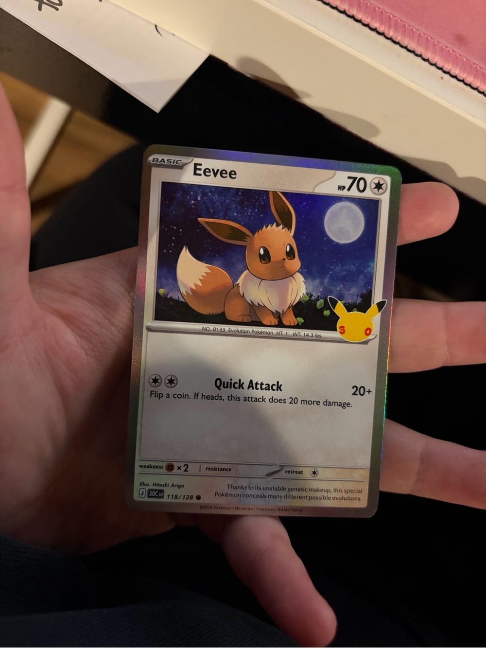 Eevee Holo Trading Card - Brown